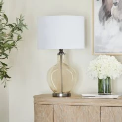 Discount ⌛ White Polyester Traditional Table Lamp, 27" x 17" x 17" by Ivory and Iris 🎉 -Cheap Ivory and Iris Store D496028S 9