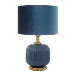 Flash Sale ⌛ Blue Glass Transitional Table Lamp, 20" x 13" x 13" by Ivory and Iris ❤️