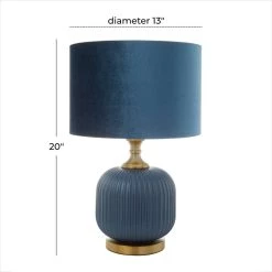 Flash Sale ⌛ Blue Glass Transitional Table Lamp, 20" x 13" x 13" by Ivory and Iris ❤️ -Cheap Ivory and Iris Store D496039S 7