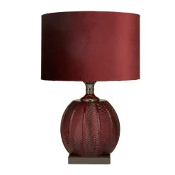 Budget 🛒 Red Velvet Glam Table Lamp, 21" x 14" x 14" by Ivory and Iris 👍