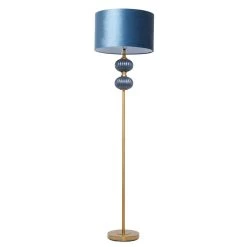 New π Blue Velvet Transitional Floor Lamp, 69" x 18" x 18" by Ivory and Iris π