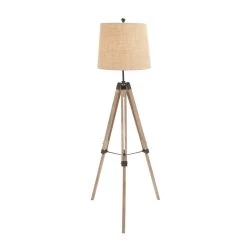 Promo β Brown Wood Industrial Floor Lamp, 61" x 25" x 25" by Ivory and Iris β