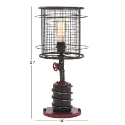 Best deal 💯 Set of 2 Red Metal Industrial Accent Lamp, 21" by Ivory and Iris 🧨 -Cheap Ivory and Iris Store D496052S 6