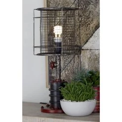Best deal 💯 Set of 2 Red Metal Industrial Accent Lamp, 21" by Ivory and Iris 🧨 -Cheap Ivory and Iris Store D496052S 8