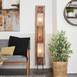Budget 😍 Brown Bamboo and Iron Coastal Floor Lamp, 67" x 17" x 7" by Ivory and Iris ✨ -Cheap Ivory and Iris Store D496055S 11