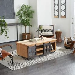 Best Sale π 47" Brown Fir Industrial Coffee Table by Ivory and Iris π 23 Best Sale π 47" Brown Fir Industrial Coffee Table by Ivory and Iris π -Cheap Ivory and Iris Store D496265S 12