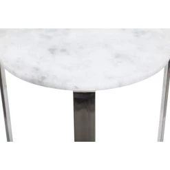 Outlet 😍 21" White Marble & Stainless Steel Modern Accent Table by Ivory and Iris 🔥 -Cheap Ivory and Iris Store D496267S 3