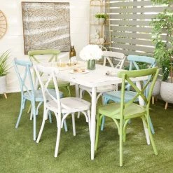 Flash Sale 👍 White Aluminum Farmhouse Outdoor Dining Table, 30" x 59" x 28" by Ivory and Iris 🥰 -Cheap Ivory and Iris Store D496275S 11