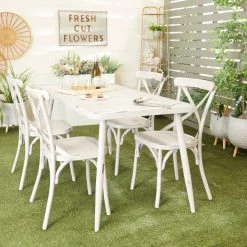 Flash Sale 👍 White Aluminum Farmhouse Outdoor Dining Table, 30" x 59" x 28" by Ivory and Iris 🥰 -Cheap Ivory and Iris Store D496275S 13