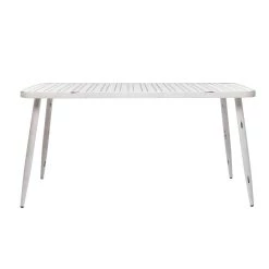Flash Sale 👍 White Aluminum Farmhouse Outdoor Dining Table, 30" x 59" x 28" by Ivory and Iris 🥰 -Cheap Ivory and Iris Store D496275S 5