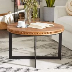 Top 10 👏 30" Brown Wood Industrial Coffee Table by Ivory and Iris 🌟 -Cheap Ivory and Iris Store D496286S 8