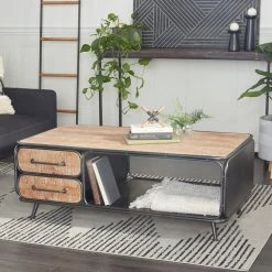 Best reviews of 🎉 18" Brown Iron Industrial Coffee Table by Ivory and Iris 😉 -Cheap Ivory and Iris Store D496292S 11