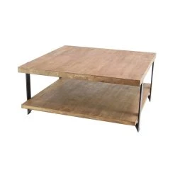 Discount 🔥 Brown Wood Industrial Coffee Table, 19" x 40" x 40" by Ivory and Iris 🛒