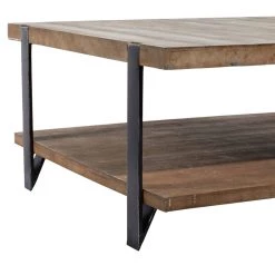 Discount 🔥 Brown Wood Industrial Coffee Table, 19" x 40" x 40" by Ivory and Iris 🛒 -Cheap Ivory and Iris Store D496293S 4