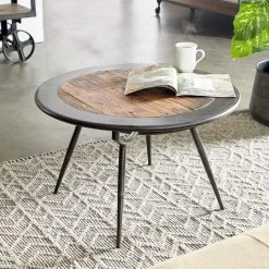 Promo 😀 17" Gray Teak and Metal Industrial Coffee Table by Ivory and Iris 🎉 -Cheap Ivory and Iris Store D496300S 6