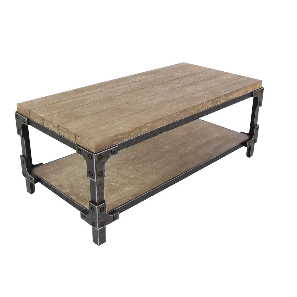 Deals ❤️ 24" Brown Wood Industrial Coffee Table by Ivory and Iris ✔️ 4 Deals ❤️ 24" Brown Wood Industrial Coffee Table by Ivory and Iris ✔️ - Image 4