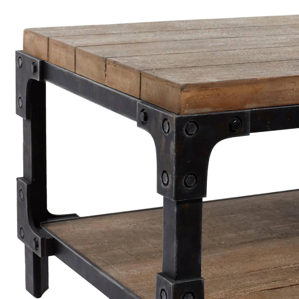 Deals ❤️ 24" Brown Wood Industrial Coffee Table by Ivory and Iris ✔️ 5 Deals ❤️ 24" Brown Wood Industrial Coffee Table by Ivory and Iris ✔️ - Image 5