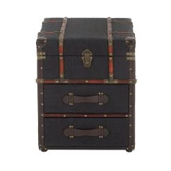 Budget 😀 Blue Wood and Linen Traditional Accent Table, 22" x 18" x 18" by Ivory and Iris 😍