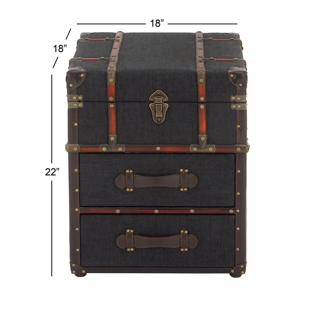 Budget π Blue Wood and Linen Traditional Accent Table, 22" x 18" x 18" by Ivory and Iris π 5 Budget π Blue Wood and Linen Traditional Accent Table, 22" x 18" x 18" by Ivory and Iris π - Image 5