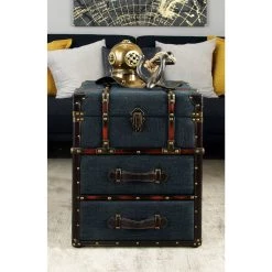 Budget π Blue Wood and Linen Traditional Accent Table, 22" x 18" x 18" by Ivory and Iris π 12 Budget π Blue Wood and Linen Traditional Accent Table, 22" x 18" x 18" by Ivory and Iris π -Cheap Ivory and Iris Store D496307S 6