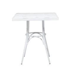 New 😀 White Aluminum Farmhouse Outdoor Dining Table, 30" x 28" x 28" by Ivory and Iris 🌟 -Cheap Ivory and Iris Store D496309S 3