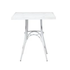 New 😀 White Aluminum Farmhouse Outdoor Dining Table, 30" x 28" x 28" by Ivory and Iris 🌟 -Cheap Ivory and Iris Store D496309S 5