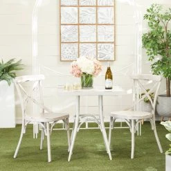 New 😀 White Aluminum Farmhouse Outdoor Dining Table, 30" x 28" x 28" by Ivory and Iris 🌟 -Cheap Ivory and Iris Store D496309S 8