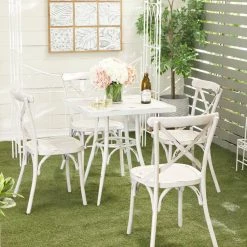 New 😀 White Aluminum Farmhouse Outdoor Dining Table, 30" x 28" x 28" by Ivory and Iris 🌟 -Cheap Ivory and Iris Store D496309S 9