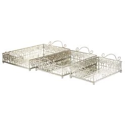 Outlet 🛒 Silver Metal Glam Tray Set by Ivory and Iris ⌛