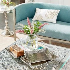 Discount 👏 3-Piece Silver Aluminum Traditional Tray Set by Ivory and Iris ⭐ -Cheap Ivory and Iris Store D496781S 6