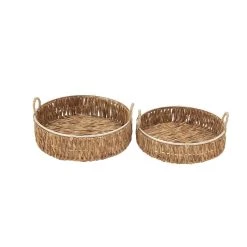 Deals 😀 Brown Sea Grass Coastal Style Tray Set by Ivory and Iris 🛒