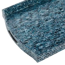 Best Pirce 👏 Blue Wood Coastal Tray Set by Ivory and Iris 😀 -Cheap Ivory and Iris Store D496795S 4