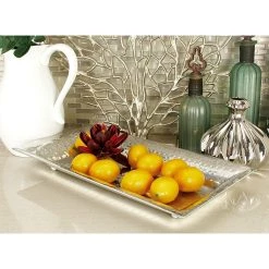 Coupon ⌛ Metallic Silver Aluminum Traditional Tray Set by Ivory and Iris 🤩 -Cheap Ivory and Iris Store D496801S 11