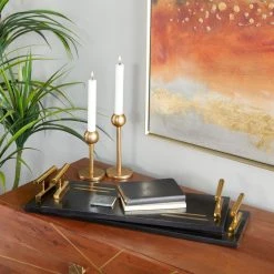 Hot Sale 😀 Black Marble Contemporary Tray Set by Ivory and Iris 🔥 -Cheap Ivory and Iris Store D496807S 7