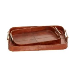 Top 10 💯 Brown Leather Rustic Tray Set by Ivory and Iris 🔥