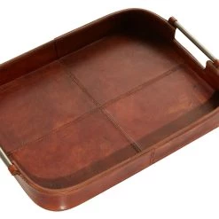 Top 10 💯 Brown Leather Rustic Tray Set by Ivory and Iris 🔥 -Cheap Ivory and Iris Store D496809S 3