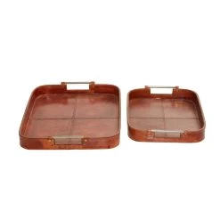 Top 10 💯 Brown Leather Rustic Tray Set by Ivory and Iris 🔥 -Cheap Ivory and Iris Store D496809S 5