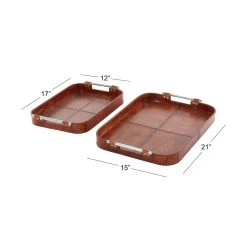 Top 10 💯 Brown Leather Rustic Tray Set by Ivory and Iris 🔥 -Cheap Ivory and Iris Store D496809S 6