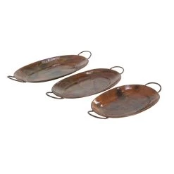 Outlet 💯 Copper Metal Rustic Tray Set by Ivory and Iris 👍 -Cheap Ivory and Iris Store D496811S 7