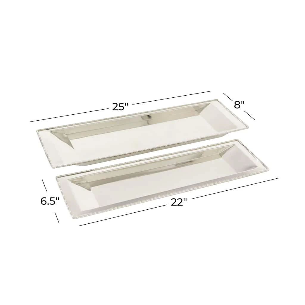 Best Sale π Set of 2" White Stainless Steel Traditional Tray, 22", 25" by Ivory and Iris π 5 Best Sale π Set of 2" White Stainless Steel Traditional Tray, 22", 25" by Ivory and Iris π - Image 5