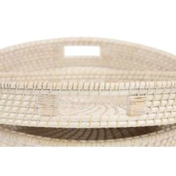 Budget ✔️ Set of 2" Cream Wood Boho Style Tray, 20", 16" by Ivory and Iris 💯 -Cheap Ivory and Iris Store D496818S 5