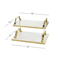 Promo 💯 Set of 2" Gold Ceramic Glam Tray, 16", 13" by Ivory and Iris ❤️ -Cheap Ivory and Iris Store D496824S 6
