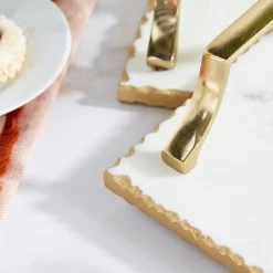 Promo 💯 Set of 2" Gold Ceramic Glam Tray, 16", 13" by Ivory and Iris ❤️ -Cheap Ivory and Iris Store D496824S 8