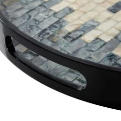 Best Sale 💯 Set of 3" Black 👩 Mother of Pearl Coastal Tray, 24", 20", 16" by Ivory and Iris 😍 -Cheap Ivory and Iris Store D496827S 3