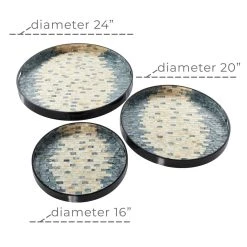 Best Sale 💯 Set of 3" Black 👩 Mother of Pearl Coastal Tray, 24", 20", 16" by Ivory and Iris 😍 -Cheap Ivory and Iris Store D496827S 6