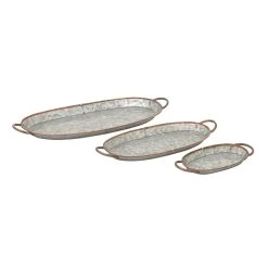 Deals 🛒 Set of 3" Grey Metal Farmhouse Tray, 14", 22", 28" by Ivory and Iris 👍