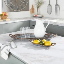 Deals 🛒 Set of 3" Grey Metal Farmhouse Tray, 14", 22", 28" by Ivory and Iris 👍 -Cheap Ivory and Iris Store D496828S 13