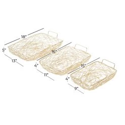 Hot Sale ✔️ Set of 3" Gold Metal Contemporary Tray, 15", 16", 18" by Ivory and Iris 🔔 -Cheap Ivory and Iris Store D496831S 6