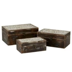 Discount 🧨 Brown Mango Wood Country Cottage Box Set by Ivory and Iris 🔔
