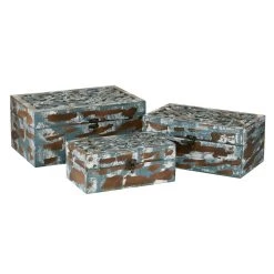 Hot Sale ❤️ Blue & Brown Mango Wood Country Cottage Box Set by Ivory and Iris 🎉